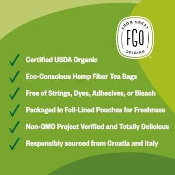 FGO Organic Lemon Balm Herbal Tea Bags, 100 Count, Eco-Conscious