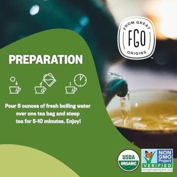 FGO Organic Lemon Balm Tea, 100 Count, Eco-Conscious Herbal Tea Bags, Resealable Bag, Caffeine Free, Packaging May Vary (Pack of 1)