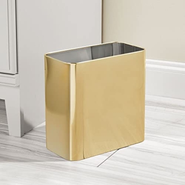 mDesign Small Metal 2.4 Gallon Trash Can for Stylish Bathrooms