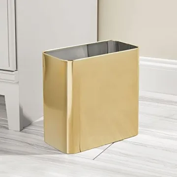 mDesign Small Metal 2.4 Gallon Trash Can for Stylish Bathrooms