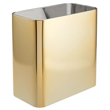mDesign Small Metal 2.4 Gallon Trash Can for Stylish Bathrooms