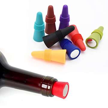 Wine Stoppers Beverage Bottle Sealer Soft Silicone Wine Bottle Stoppers Corks with Grip Top for Keep...