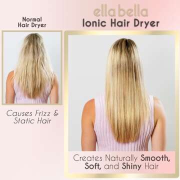 ELLA BELLA® Professional Ionic Hair Dryer with Diffuser • Negative Ion Blow Dryer • Suitable Al...