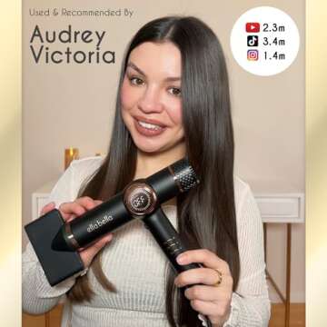 ELLA BELLA® Professional Ionic Hair Dryer with Diffuser • Negative Ion Blow Dryer • Suitable All Hair Types • Intelligent Heat Control & Rapid Drying Speeds • Lightweight Design • Low Noise Technology