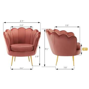 DAGONHIL Mid Century Modern Upholstered Accent Chair,Petal Vanity Chair,Retro Leisure Velvet Single ...