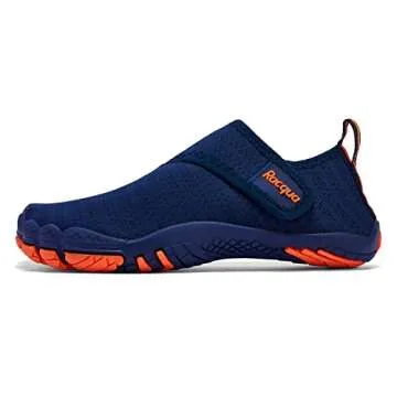 Racqua Boys Water Shoes Kids Lightweight Quick Dry Beach Swim Pool Sport Shoes Barefoot Walking Boating Surfing Aqua Shoes Big Kid Blue/Orange 5