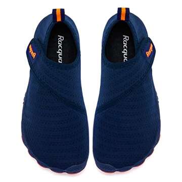 Racqua Boys Water Shoes Kids Lightweight Quick Dry Beach Swim Pool Sport Shoes Barefoot Walking Boating Surfing Aqua Shoes Big Kid Blue/Orange 5