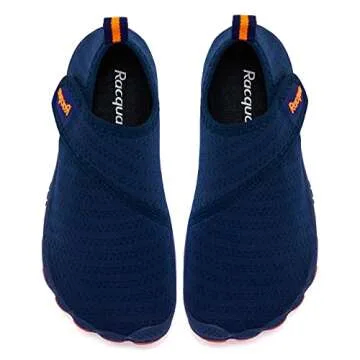 Racqua Boys Water Shoes Kids Lightweight Quick Dry Beach Swim Pool Sport Shoes Barefoot Walking Boating Surfing Aqua Shoes Big Kid Blue/Orange 5