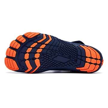 Racqua Boys Water Shoes Kids Lightweight Quick Dry Beach Swim Pool Sport Shoes Barefoot Walking Boating Surfing Aqua Shoes Big Kid Blue/Orange 5