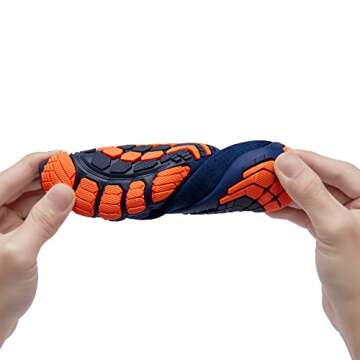 Racqua Boys Water Shoes Kids Lightweight Quick Dry Beach Swim Pool Sport Shoes Barefoot Walking Boating Surfing Aqua Shoes Big Kid Blue/Orange 5