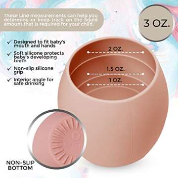 Silicone Baby Cup - Toddler Training Cup - Open Cup for Baby Led Weaning 2 Pack