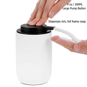 Foaming Soap Dispenser Thick Ceramic Foam Hand Soap Dispenser for Bathroom or Kitchen Sink, Liquid P...
