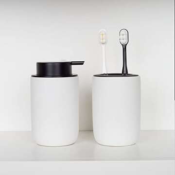 Foaming Soap Dispenser Thick Ceramic Foam Hand Soap Dispenser for Bathroom or Kitchen Sink, Liquid Pump Bottles for Hand soap, Body Wash, 2 Pack White