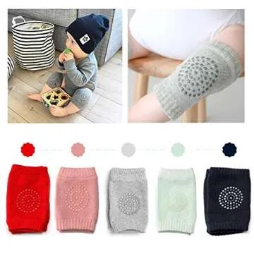 IUMÉ Baby Knee Pads for Crawling, 5 Pairs Unisex Baby Toddlers Crawling Knee Pads Anti-Slip Knee Pr...