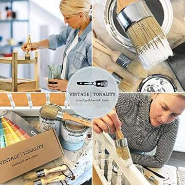 Vintage Tonality Pro Chalk & Wax Paint Brush Set for Painting & Repurposing Furniture, 12 PCS Kit, Works with Chalk & Milk Paints, Wax, Home Decor DIY Large & Small Projects • Bristle Hand Soap