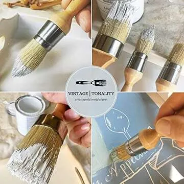 Vintage Tonality Pro Chalk & Wax Paint Brush Set for Painting & Repurposing Furniture, 12 PCS Kit, Works with Chalk & Milk Paints, Wax, Home Decor DIY Large & Small Projects • Bristle Hand Soap