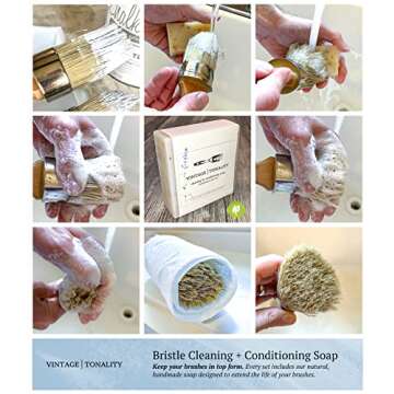 Vintage Tonality Pro Chalk & Wax Paint Brush Set for Painting & Repurposing Furniture, 12 PCS Kit, Works with Chalk & Milk Paints, Wax, Home Decor DIY Large & Small Projects • Bristle Hand Soap