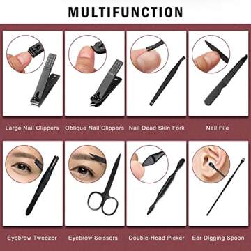 8 PCS Nail Clippers, ONLYWEE Premium Manicure Set for Women & Men, Stainless Steel Facial, Hand, Foot Nail Care Tools, Professional Grooming Gift Pedicure Kit with Luxurious Portable Travel Case