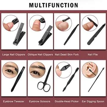 8 PCS Nail Clippers, ONLYWEE Premium Manicure Set for Women & Men, Stainless Steel Facial, Hand, Foot Nail Care Tools, Professional Grooming Gift Pedicure Kit with Luxurious Portable Travel Case