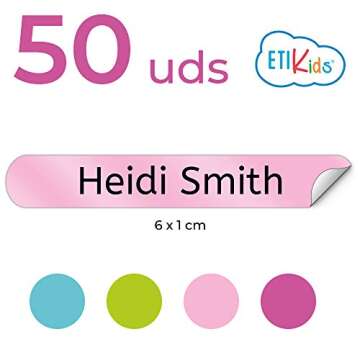 50 Personalized Adhesive Labels to Mark Objects 2.3 x 0.4 in. Waterproof Stickers to Mark School Sup...
