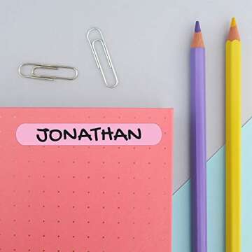 50 Personalized Adhesive Labels to Mark Objects 2.3 x 0.4 in. Waterproof Stickers to Mark School Supplies, Books, kindergartens Goods, Summer Camps, Children's Toys, etc.