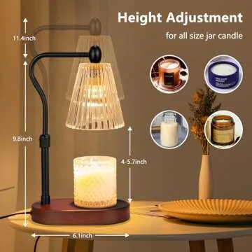 Engpure Candle Warmer Lamp with Dimmer 2 Bulbs, Candle Warmer with Timer Adjustable Height for Scented Wax Jar Candles, Gifts for Women Mom New Home, Christmas Gifts for Woemn Mothers Day, Birthday