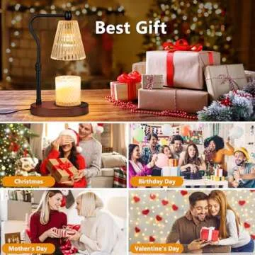 Engpure Candle Warmer Lamp with Dimmer 2 Bulbs, Candle Warmer with Timer Adjustable Height for Scented Wax Jar Candles, Gifts for Women Mom New Home, Christmas Gifts for Woemn Mothers Day, Birthday