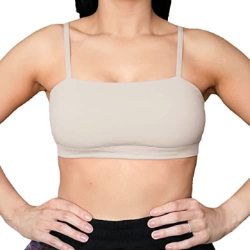 Aoxjox Women's Workout Bandeau Sports Bras Training Fitness Running Yoga Crop Tank Top (Mink, Small)