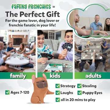 Farting Frenchies Card Game – Fun Family Card Games for Adults & Kids Ages 7+, French Bulldog Gift...
