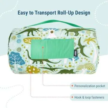 Wildkin Original Nap Mat with Reusable Pillow for Boys & Girls, Perfect for Elementary Daycare Sleepovers, Features Hook & Loop Fastener, Cotton Blend Materials Nap Mat for Kids (Dinomite Dinosaurs)