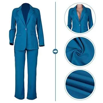 HuiSiFang Womens Fall Fashion 2 Piece Blazer Sets Open Front Blazers and Slim Fit Pants Suits Set