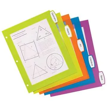 Avery Ultralast Big Tab Plastic Dividers for 3 Ring Binders, 5-Tab Set, Multicolor with White Labels, 1 Set (24900)