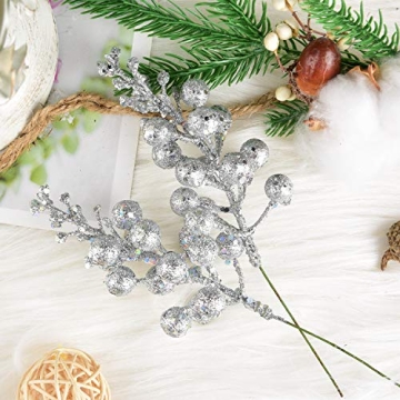 DearHouse 14 Pack Glitter Berries for Christmas Decor