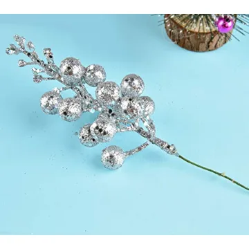 DearHouse 14 Pack Glitter Berries for Christmas Decor