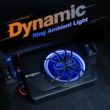 Seventour 10" 800W Slim Under Seat Car Subwoofer with LED