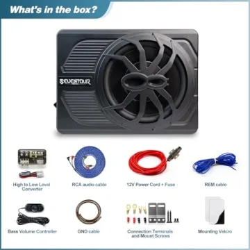 Seventour 10" 800W Slim Under Seat Car Subwoofer with LED