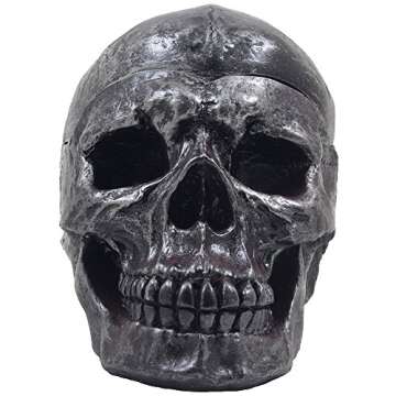 Spooky Human Skull Ashtray with Cover for Scary Halloween Decorations and Decorative Skulls & Skeletons Figurines As Gothic Smoking Room Decor Gifts for Smokers by Home-n-Gifts