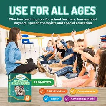 50 Action Verbs Flash Cards for Speech Therapy & Learning