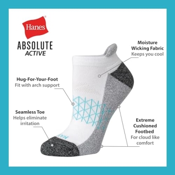 Ultimate Comfort Hanes No Show Socks for Women, 4-Pack