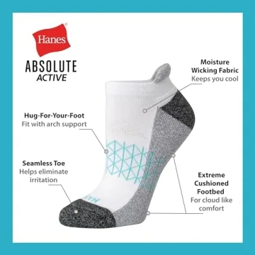 Ultimate Comfort Hanes No Show Socks for Women, 4-Pack