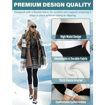 Warm Fleece Lined Leggings with Tummy Control for Women