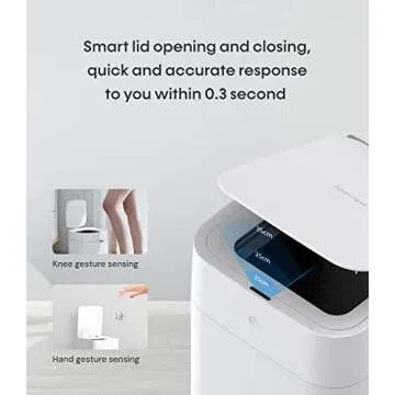 TOWNEW T1S 4.1 Gallon Automatic Self-Sealing and Self-Changing, Motion Sense Activated Trash Can, 2024 Upgrade Smart Garbage Can with Lid for Kitchen Bathroom Office, White