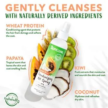 TropiClean Papaya Dog Perfume Spray Long Lasting | Naturally Derived Odor Removing Dog Deodorizing Spray | Cat Friendly | Made in USA | 8 oz.