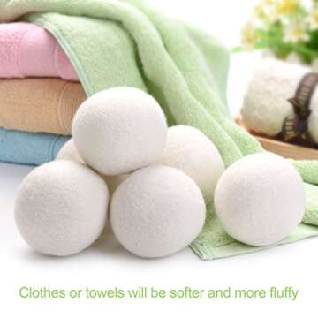 GUOXUAN Wool Dryer Balls 6-Pack, XL Size Premium Reusable Best Natural Fabric Softener,Gift Se