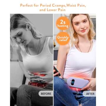 FSA HSA Eligible Heating Pad, Portable Cordless Menstrual Heating Pad with 6 Heat Levels and 6 Massa...