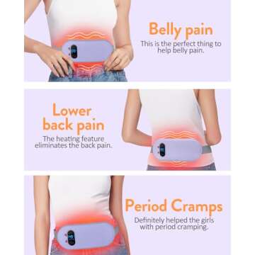 FSA HSA Eligible Heating Pad, Portable Cordless Menstrual Heating Pad with 6 Heat Levels and 6 Massage Modes, Heating Pad for Period Cramps, Back Pain 3s Fast Heating Gift for Women and Girl(Purple)