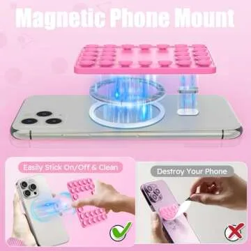 Firsting Magnetic Suction Cup Phone Mount for iPhone 12/13/14/15 - Hands-Free, Detachable, Silicone ...