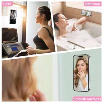 Firsting Magnetic Suction Cup Phone Mount for MagSafe Case, Hands-Free Silicone Suction Phone Mount, Detachable Suction Phone Holder for iPhone 12/13/14/15 Series/Other Phones with MagSafe Case-Pink