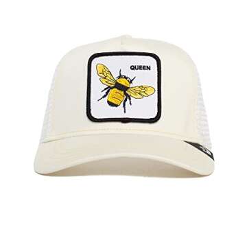 Goorin Bros. The Farm Unisex Original Adjustable Snapback Trucker Hat, White Queen Bee, One Size