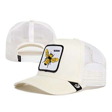 Goorin Bros. The Farm Unisex Original Adjustable Snapback Trucker Hat, White Queen Bee, One Size